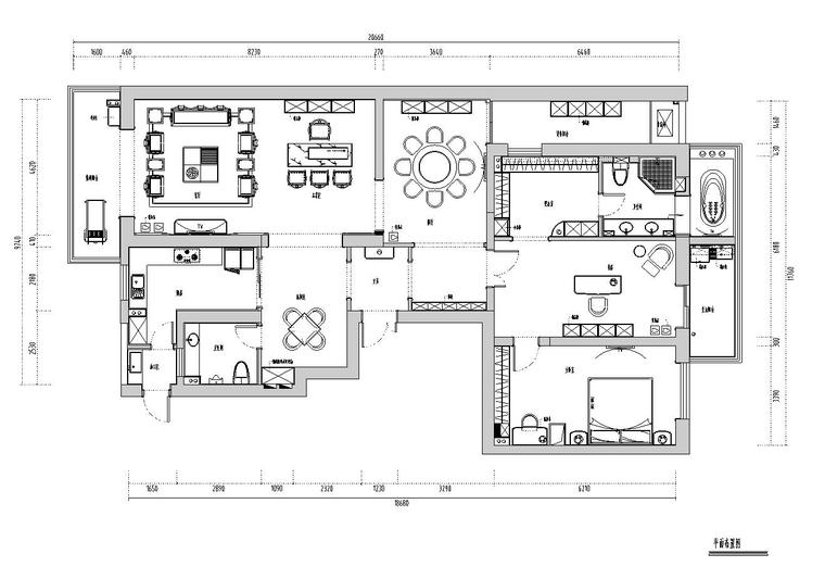 居室空间施工图资料下载-世贸天城2居室住宅装修施工图设计