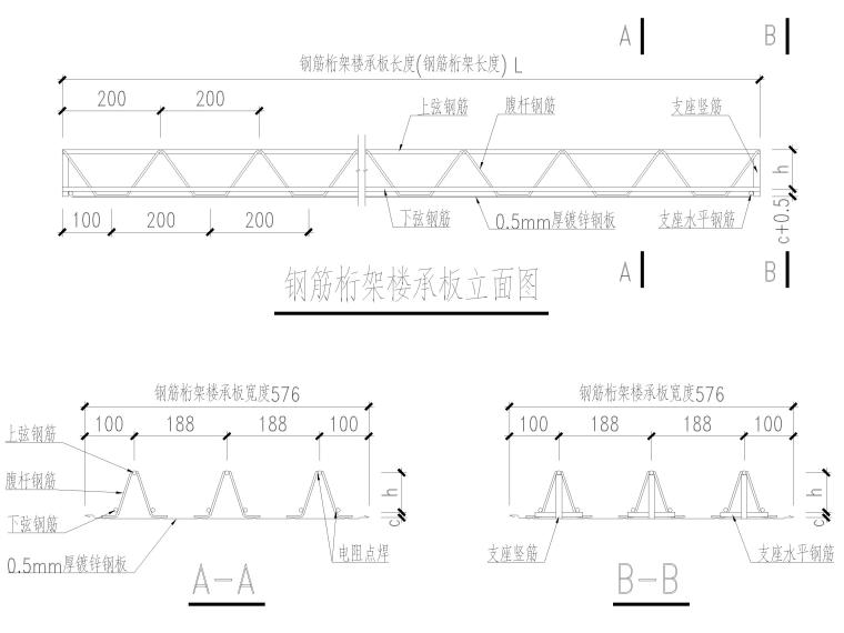 钢筋桁架楼承板排版图资料下载-钢筋桁架楼承板总说明2017（CAD）
