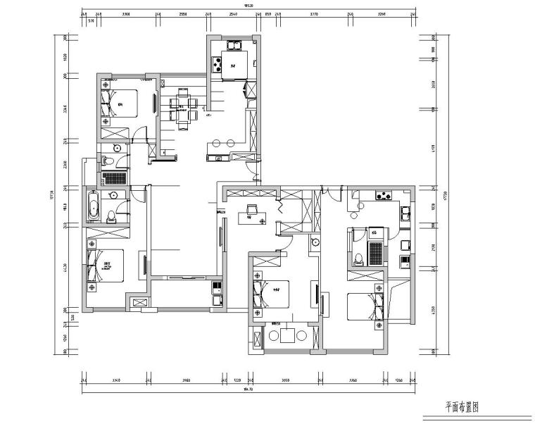 2000平结构施工图资料下载-新中式风格210㎡平层公寓装修施工图设计