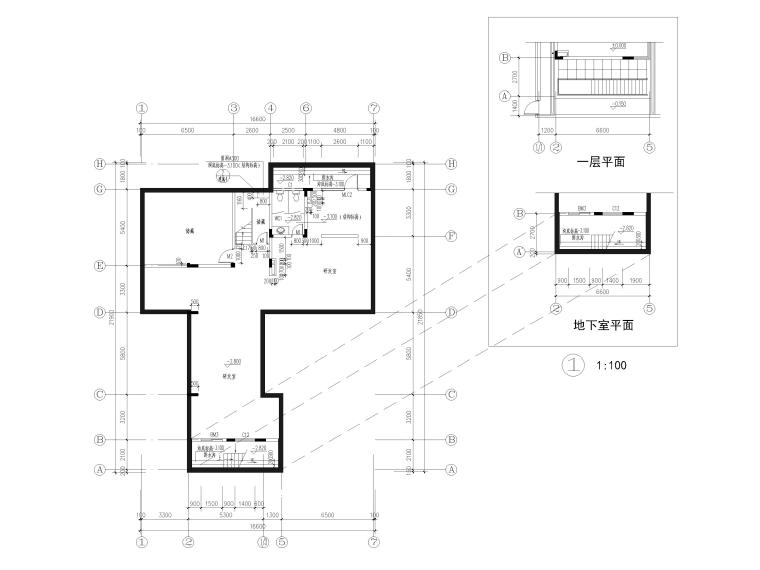 [上海]产学研基地六套别墅样板房建筑施工图-地下室平面图