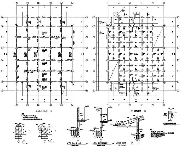 园林仿古建筑设计施工资料下载-大型四层仿古建筑带水池混凝土施工图CAD
