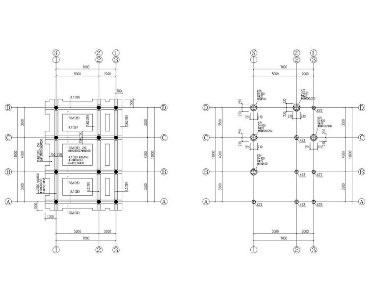 2层混凝土结构资料下载-景区小型二层仿古混凝土结构施工图CAD