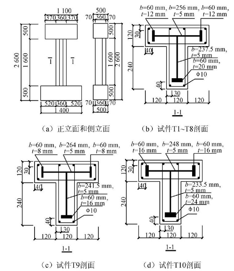 型钢混凝土施工措施资料下载-沿翼缘加载的型钢混凝土T形柱抗震性能试验