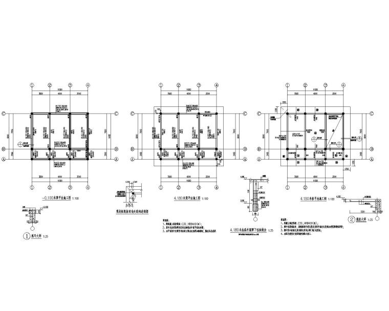2层混凝土结构资料下载-二层小型阁楼混凝土结构施工图CAD