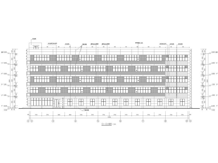 [荆门]5层框架结构员工宿舍楼全套图纸2017-建筑立面图
