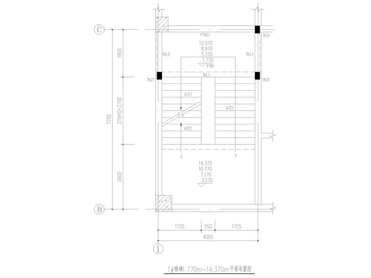 [荆门]5层框架结构员工宿舍楼全套图纸2017-楼梯结构平面布置图
