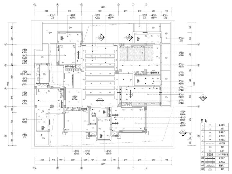 [海南]900m²六居别墅装修设计施工图+3D模型-负一层天花布置图