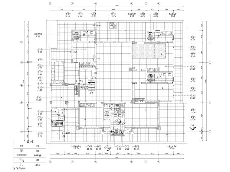 [海南]900m²六居别墅装修设计施工图+3D模型-负一层地面铺装图