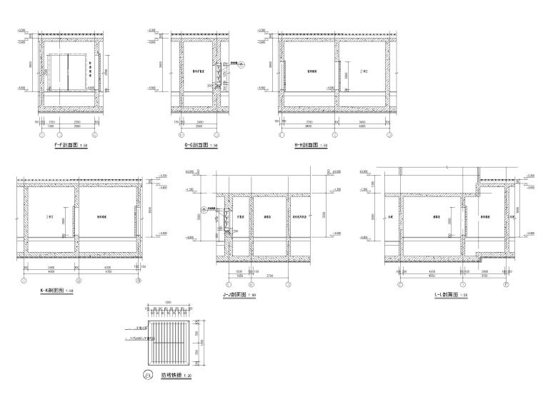 西安六层框架结构科研楼办公建筑施工图-人防口部详图