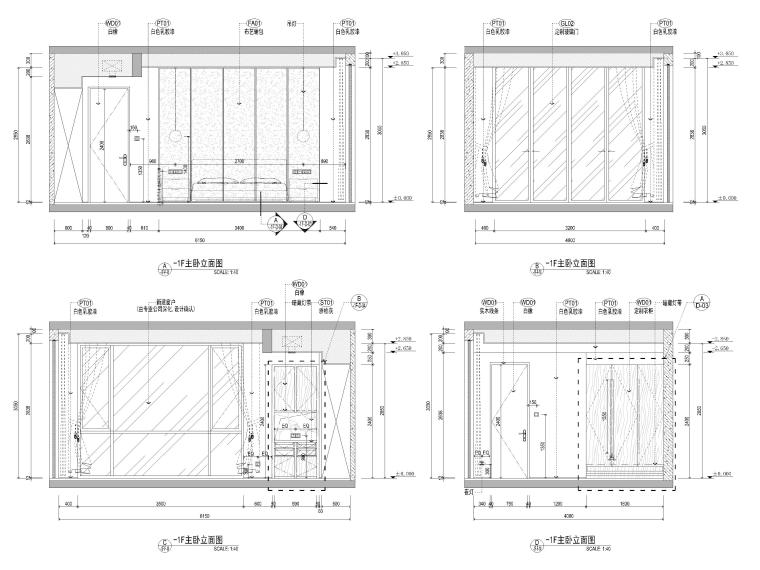 [海南]900m²六居别墅装修设计施工图+3D模型-主卧立面图