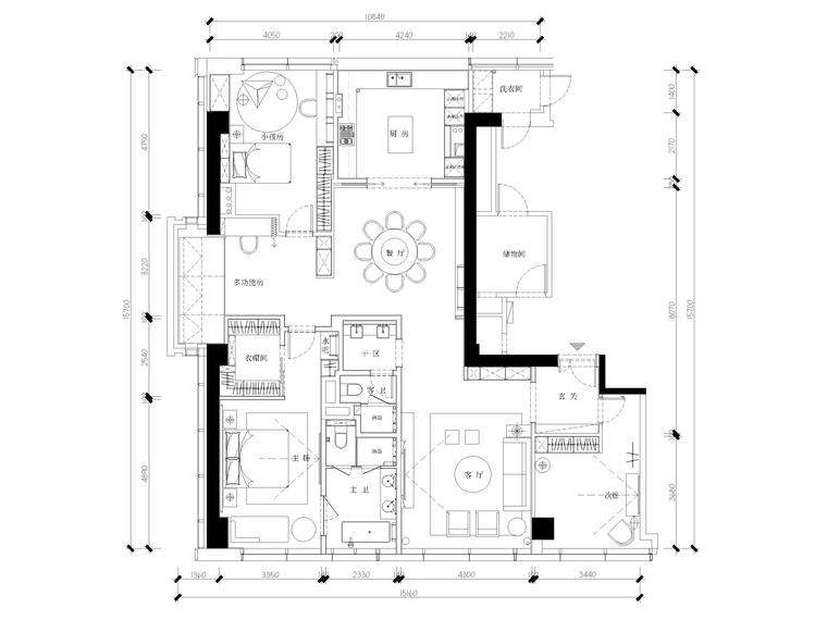 三居室施工图3d模型资料下载-[杭州]220m²现代三居室样板间施工图+3D模型