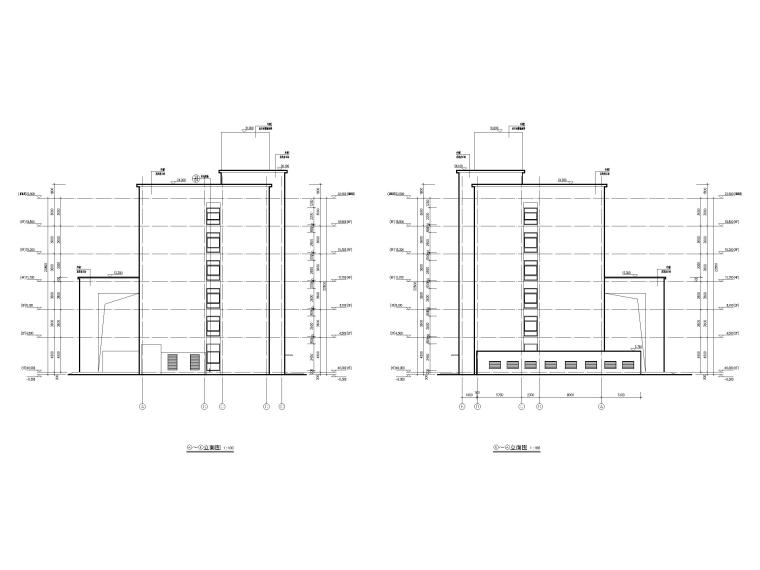 西安六层框架结构科研楼办公建筑施工图-立面图3