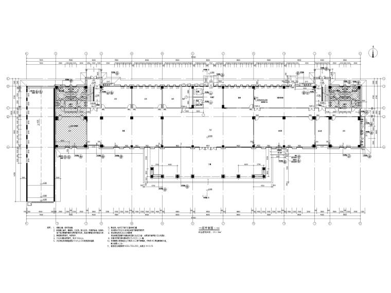 西安六层框架结构科研楼办公建筑施工图-一层平面图