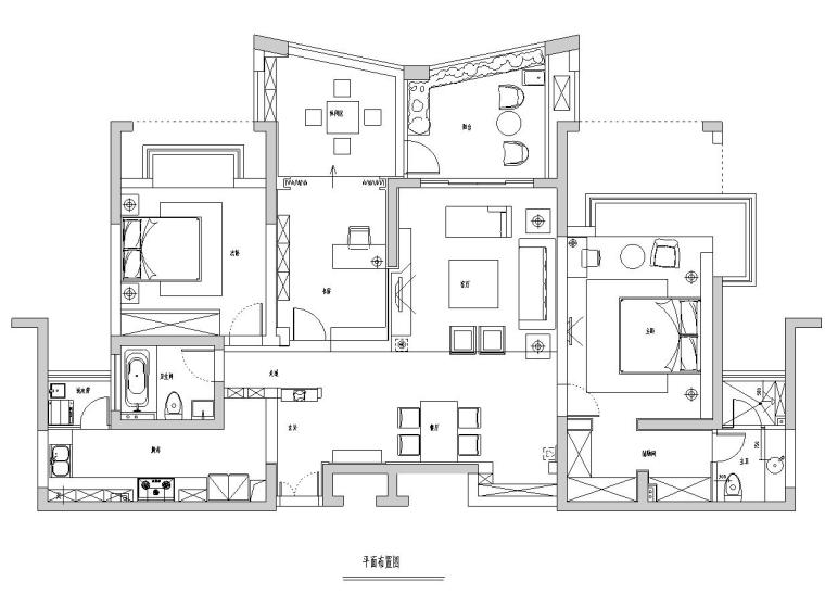 三室现代简约资料下载-现代简约140㎡三室二厅二卫平层公寓施工图
