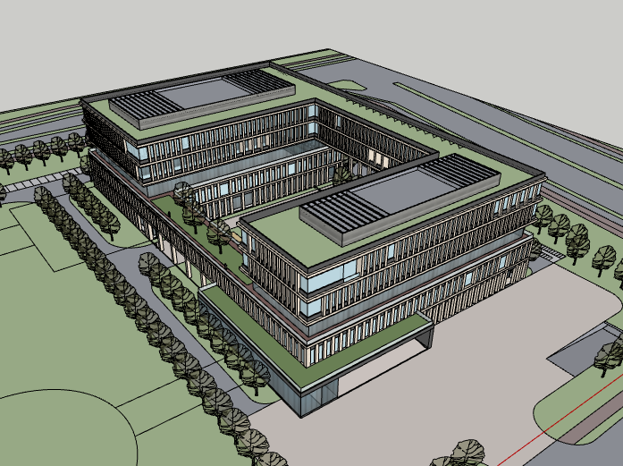 建筑su图纸表现资料下载-[上海]银行反洗钱监测分析中心建筑SU模型
