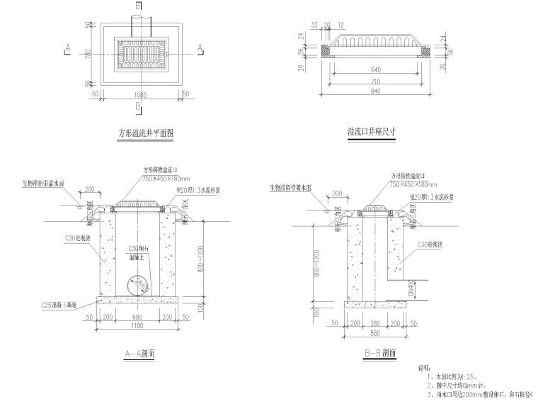  大学城复线隧道海绵城市设计图纸2020-溢流雨水口大样图