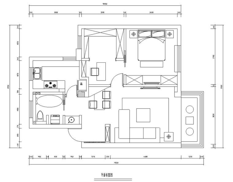 一室一厅住宅装修资料下载-[江苏]现代简约65㎡一室两厅住宅装修施工图