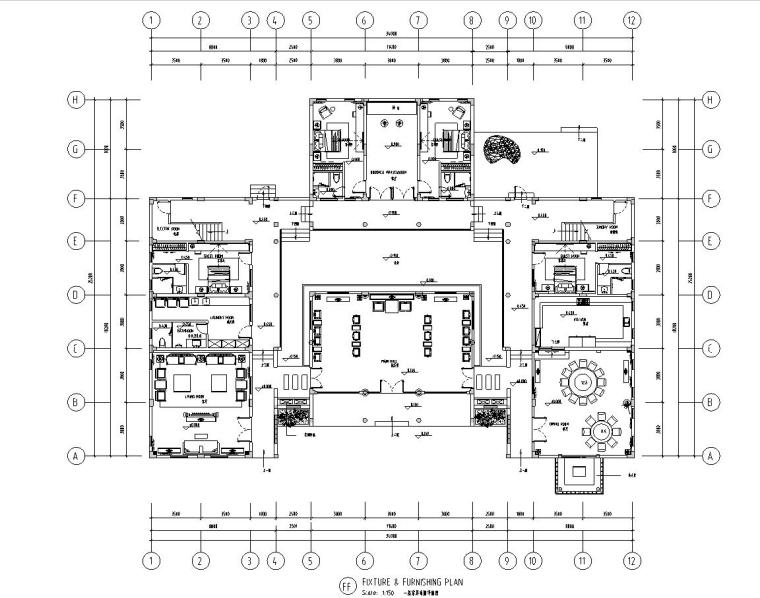 家居室内施工图130平方资料下载-欧陆风格二居室130㎡住宅装修施工图设计