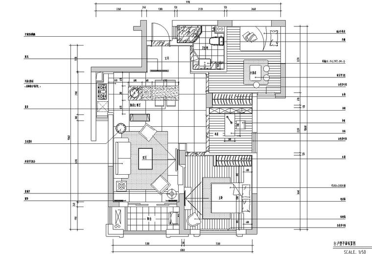 室内住宅设计现代简约资料下载-现代简约80㎡二居室住宅装修施工图设计