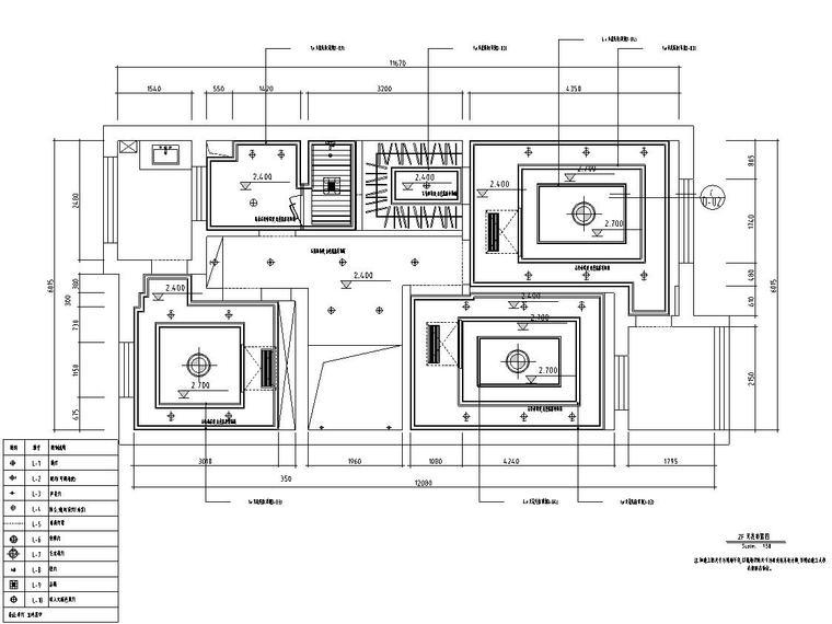 欧式风格三层一居室住宅装修施工图设计-天花布置图