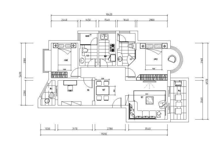 住宅施工样板ppt资料下载-现代风格住宅样板房装修施工图设计