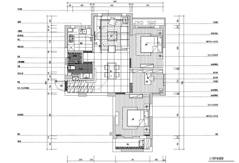 现代二居室样板间施工图资料下载-现代风二居室户型样板房装修施工图设计
