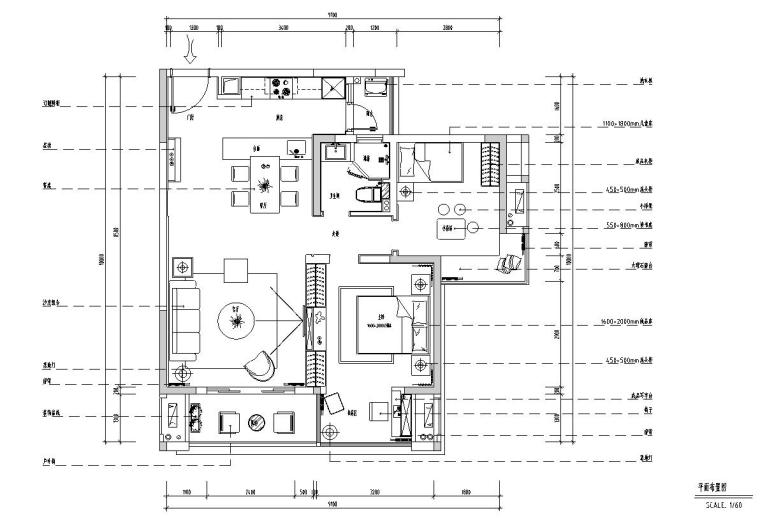 现代二居室样板间施工图资料下载-[重庆]现代简约风二居室样板房装修施工图