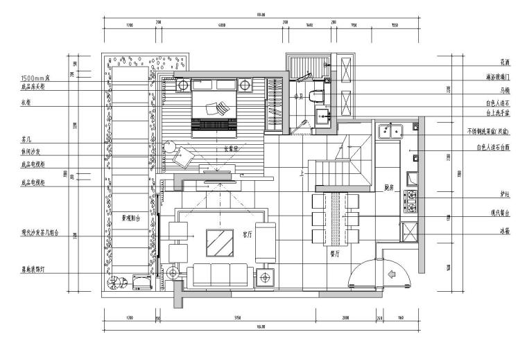 二居室样板间施工图资料下载-现代风二层二居室样板房住宅装修施工图设计