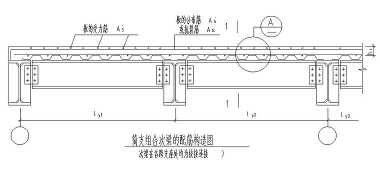 钢结构连续梁组合楼板节点大样cad