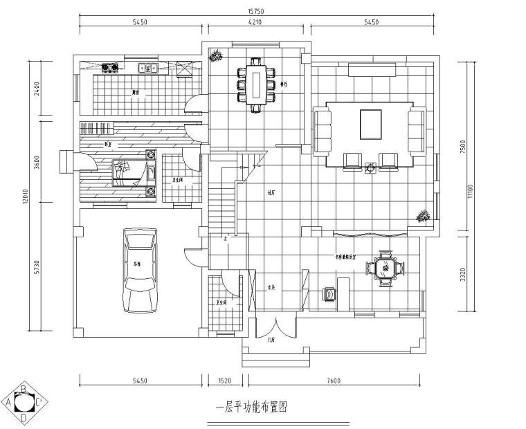 现代中式二层三居室住宅装修施工图设计