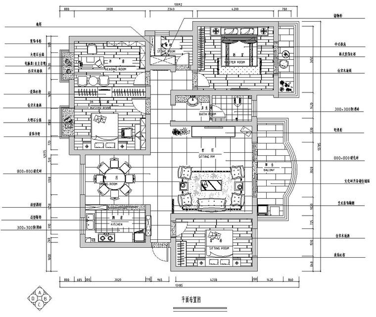 中式2层住宅资料下载-中式风格123m²二居室住宅装修施工图设计