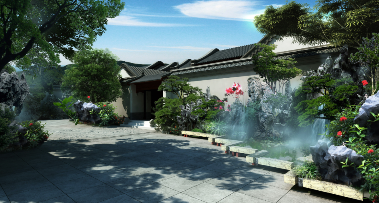庭院效果图pdf资料下载-[北京]中式风格私家庭院空间景观设计方案