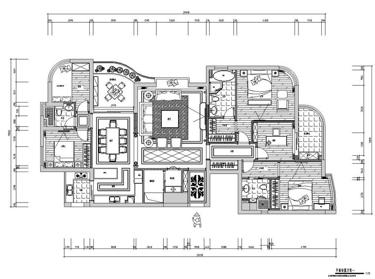 家装cad材质资料下载-[泸州]210㎡三居室家装样板间装修施工图