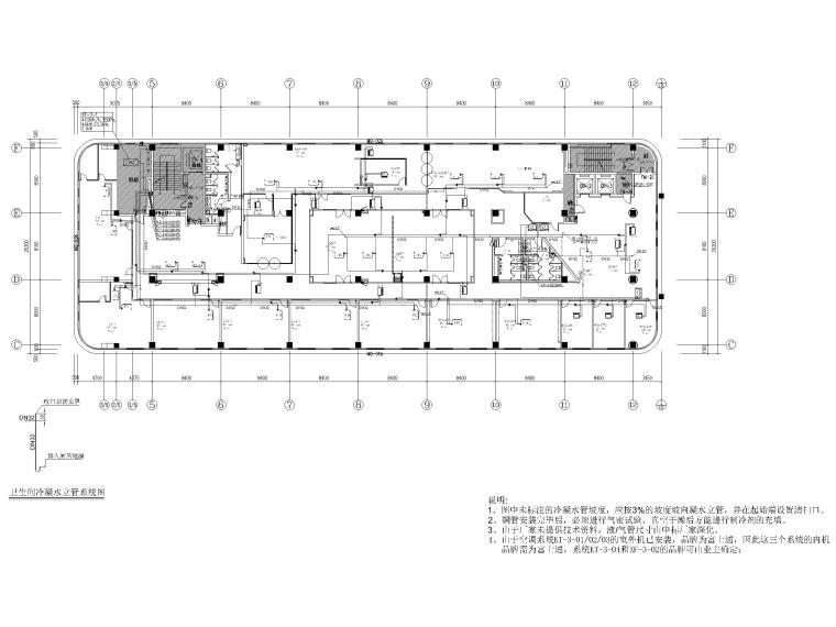 [南京]商业广场空调及通风系统设计图-三层VRV管道布置图