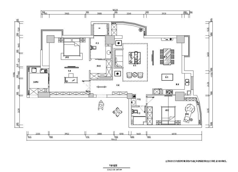 欧式风二居室装修资料下载-180㎡欧式风格二居室住宅装修施工图设计