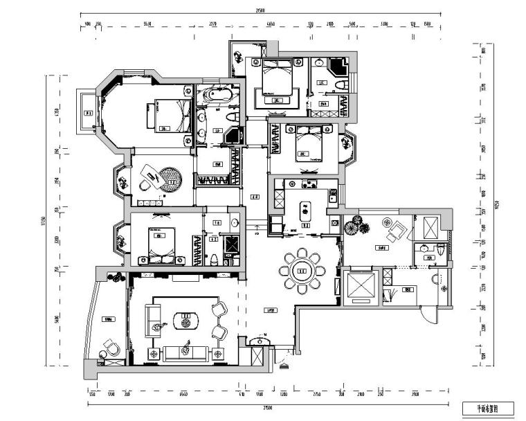 名城银河湾住宅装修施工图设计-01 平面布置图