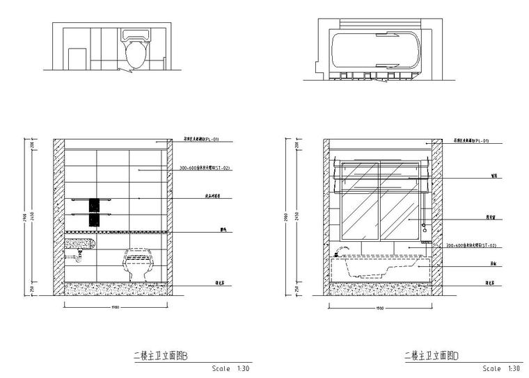 西欧风5层户型样板房装修施工图设计-立面图2 西欧风5层户型样板房装修施工图设计-立面图2
