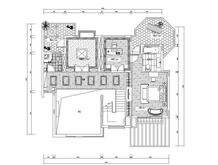 西欧风5层户型样板房装修施工图设计-01 平面布置图
