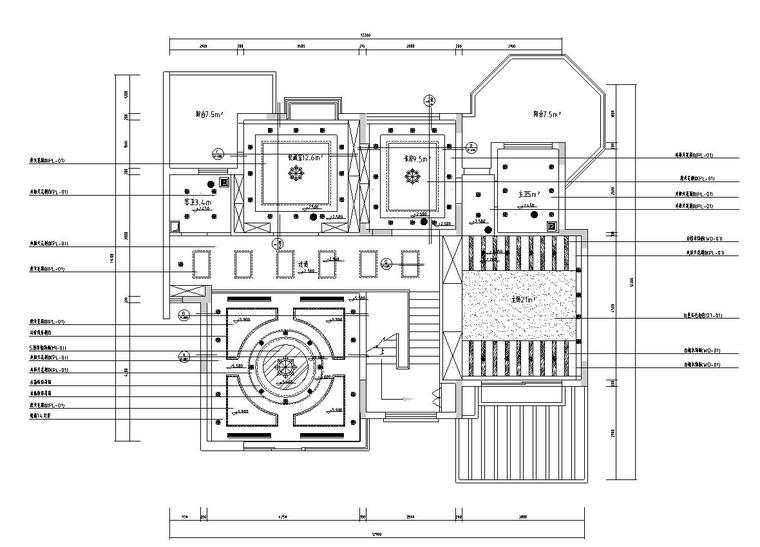 西欧风5层户型样板房装修施工图设计-天花布置图