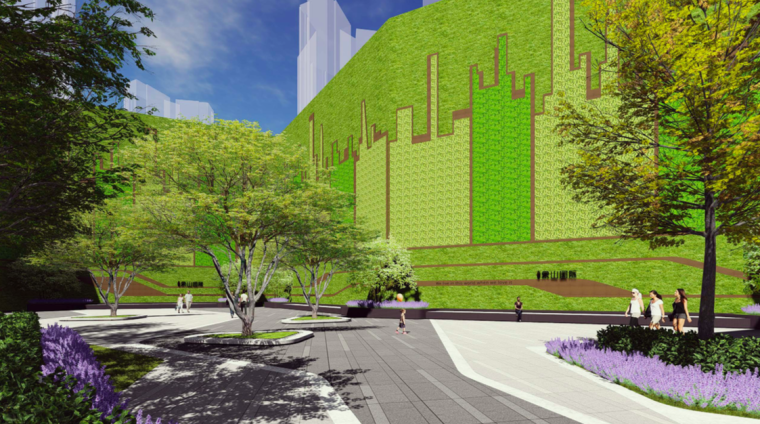 [长沙]现代简洁高品质商住区景观设计方案-绿色立体空间效果图