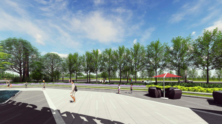 [长沙]现代简洁高品质商住区景观设计方案-休闲广场效果图