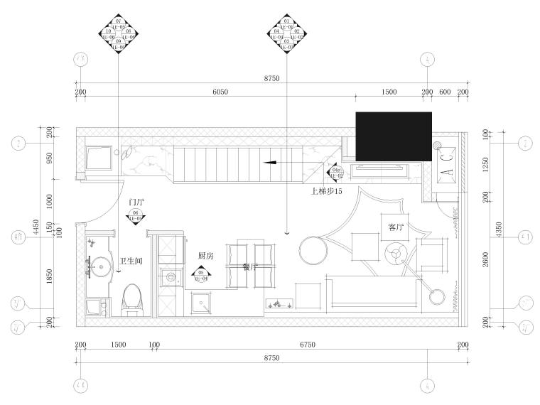 [重庆]68㎡复式LOFT公寓样板房装修施工图