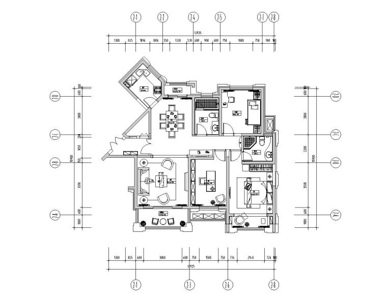 日本住宅装修施工图资料下载-138㎡欧式风格住宅装修施工图设计
