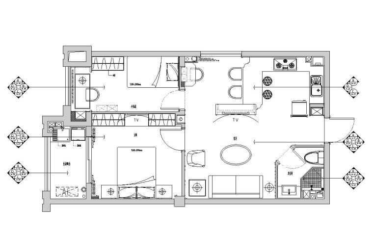 一居室欧式资料下载-欧式风格60㎡一居室装修施工图设计