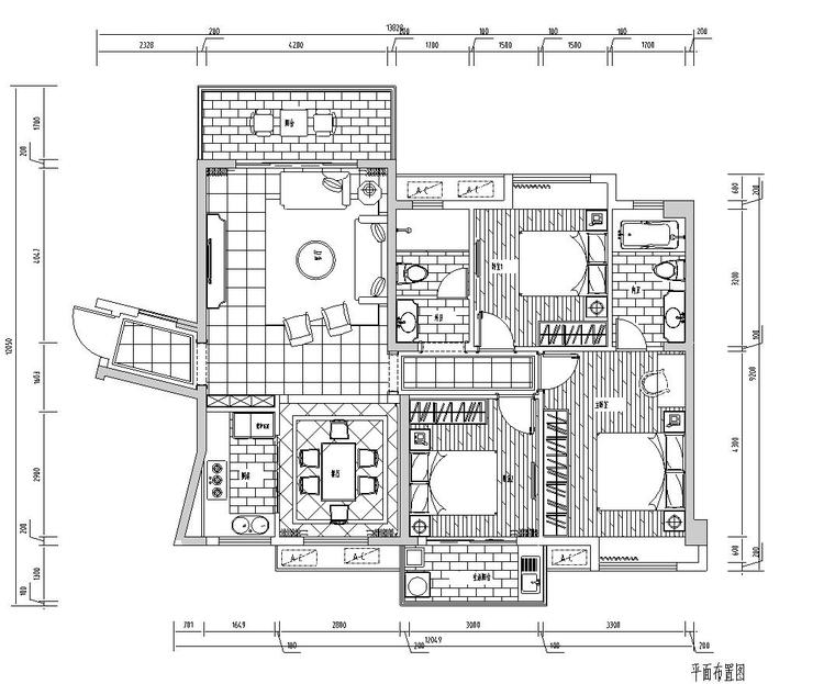 简欧风格施工图设计方案资料下载-简欧风格125㎡住宅装修施工图设计