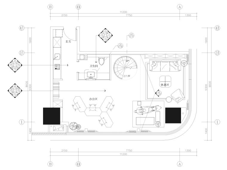 [重庆]128㎡复式LOFT公寓样板房装修施工图
