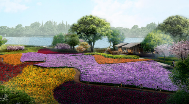 [武汉]环湖美丽乡村综合体景观定位规划-花田小屋效果图