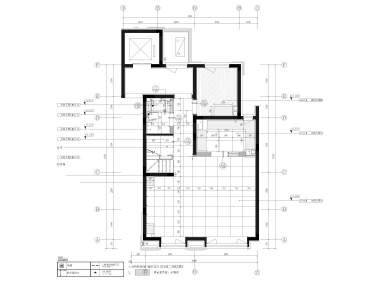 [天津]227㎡三居室中叠别墅装修设计施工图-3F地面铺装图