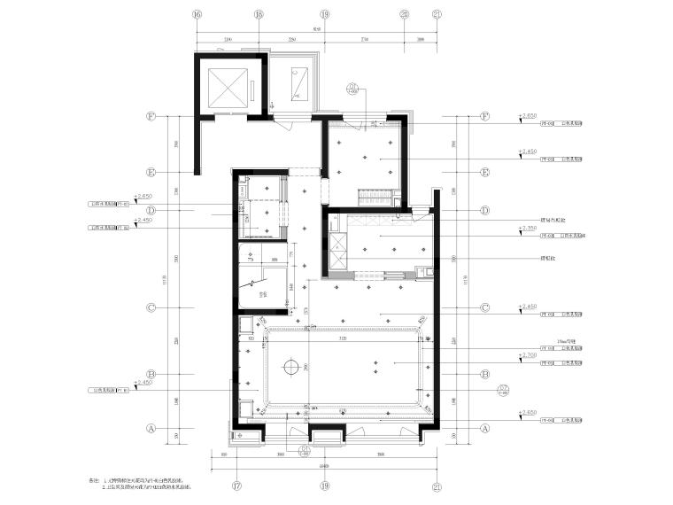 [天津]227㎡三居室中叠别墅装修设计施工图-3F天花布置图