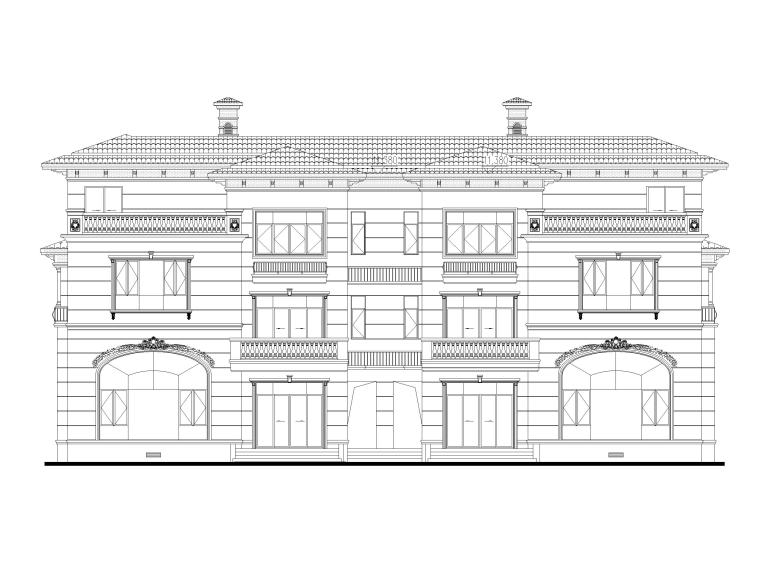 联排别墅cad设计图资料下载-知名地产三层美式风格联排别墅建筑施工图